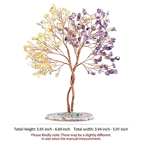 mookaitedecor Amethyst & Citrine Crystal Tree of Life Healing Crystal Money Tree with Agate Base - Image 2