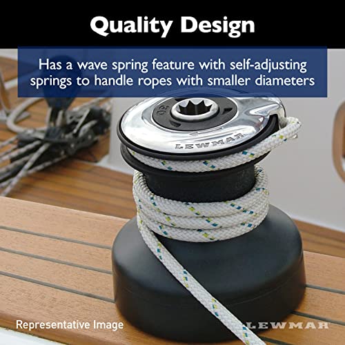 Image of Lewmar Ocean Self Tailing Winch 16CST Single Speed in Chrome - Single Speed Size 16 Winch, Gear Ratio 2:1, Power Ratio 15.8:1, Measures 4-3 /4 inch Base Diameter x 5-3 /4 inch Tall, no Tools Required