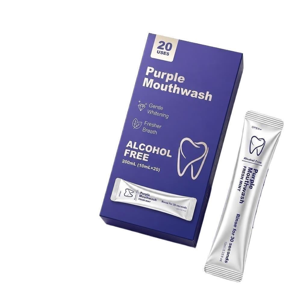 Przenośny Fioletowy Płyn Płukania Jamy Ustnej, 10 Ml Saszetce, 20 Sztuk