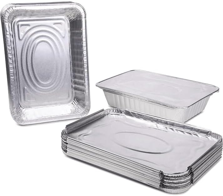 Rectangular Aluminum Lids for 2.25 lb Oblong Pans 8.25 x 5.75 Inch | Heavy Duty Disposable Foil Covers with Secure Fit | Heat Retention for Catering Takeout Meal Prep | Bulk Pack 240 Lids