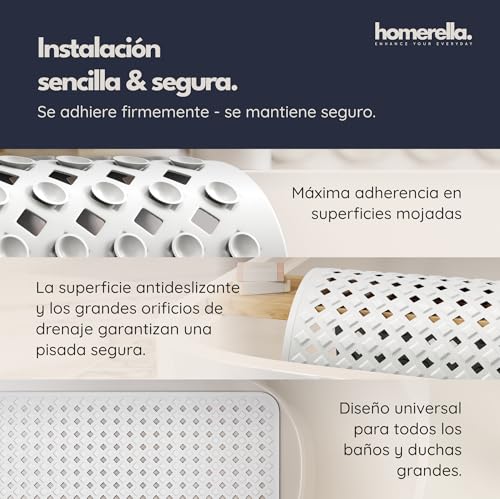 Miniatura 4 de Homerella Alfombra Bañera Antideslizante Ducha 88x39cm, Incl. Ganchos Alfombra Ducha Antideslizante Bañera Sin Bpa Alfombrilla Baño Resistente Al Moho Y Lavable A Máquina Delicada Con La Piel