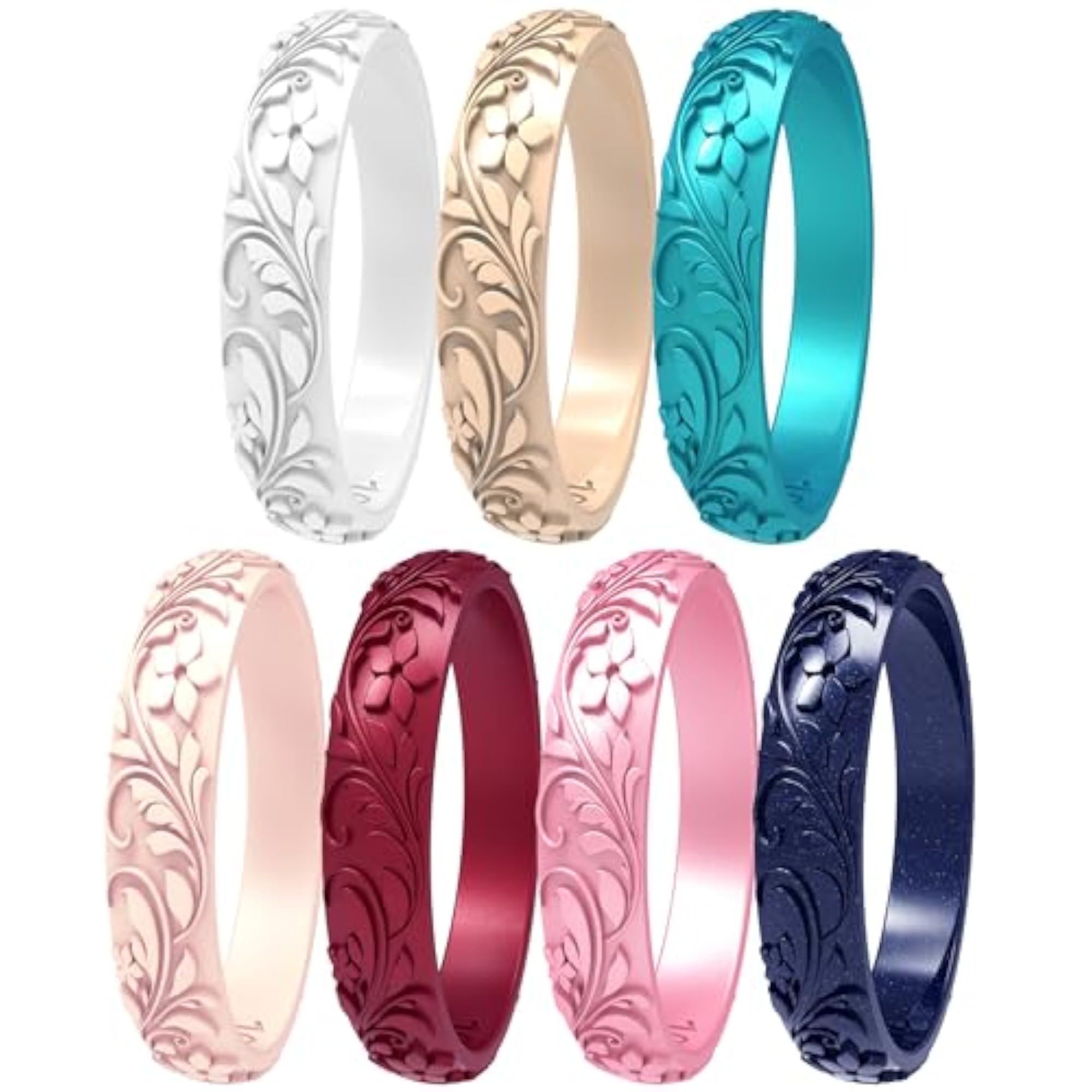 10pc Stackable Silicone Rings for Women, Hypoallergenic