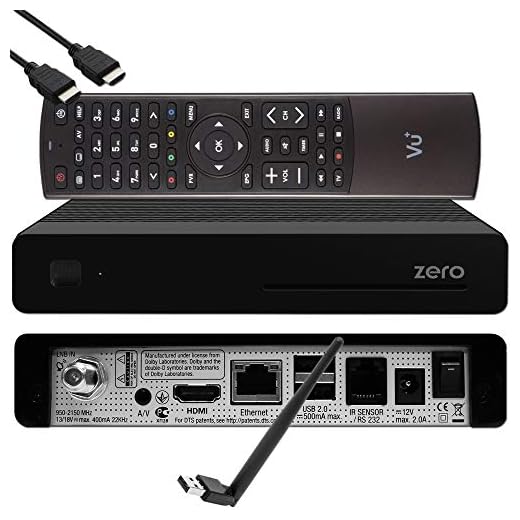 VU+ Zero HW Version 2-1x DVB-S2 Full-HD Sat Tuner E2 Linux Receiver, YouTube, Satellit Receiver mit Aufnahmefunktion, Kartenleser, Media Player, EasyMouse HDMI-Kabel & 150 Mbits WiFi Stick, schwarz