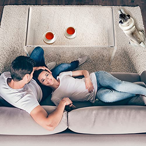 Elavain Clear Side Table & Small Coffee Table, Stylish Sofa Table With Rounded Edges, Acrylic Waterfall Living Room Tables, Modern Side Tables Bedroom Or Living Room Furniture Sets/ 32"L X 16"W X 16"H #TOP5