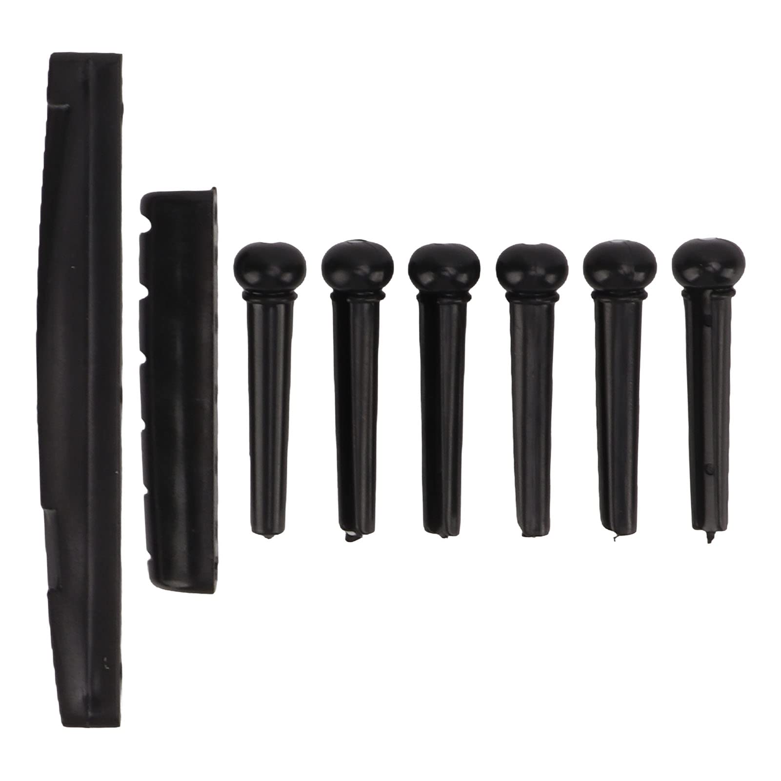 Restokki Guitar Nut Saddle Set with 6Pcs Plastic Bridge Pins Acoustic Guitar Replacement Parts Black
