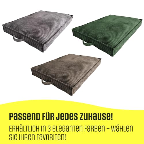 Extrasen Hundebett Hundekissen Cord Große Hunde Waschbar Abriebfest 100 x 70 cm Dunkelbeige XXL