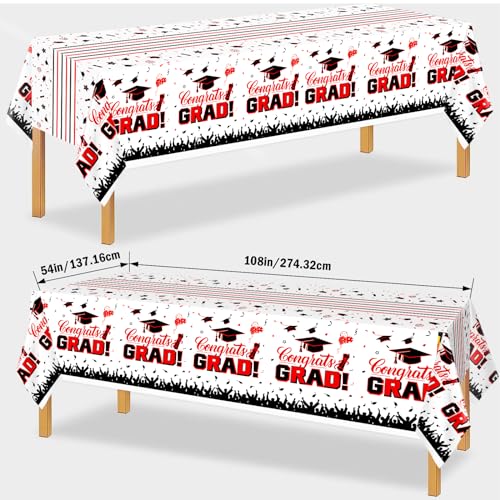 Red and Black Graduation Decorations 2025 Graduation Plates and Napkins 2025 Congrats Grad Banner 2025 Party Supplies Grad Party Decorations 2025