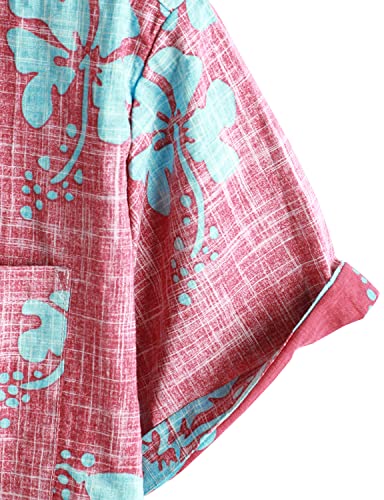 VATPAVE Mens Front Pocket Hawaiian Shirts Casual Floral Shirts Short Sleeve Button Down Beach Tropical Shirts4
