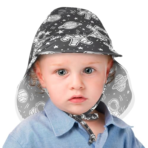 Astronaut Black Doodle Kid Sun Hats Boys Caps Baby Girls UV Protection Adjustable Traveling Swim2