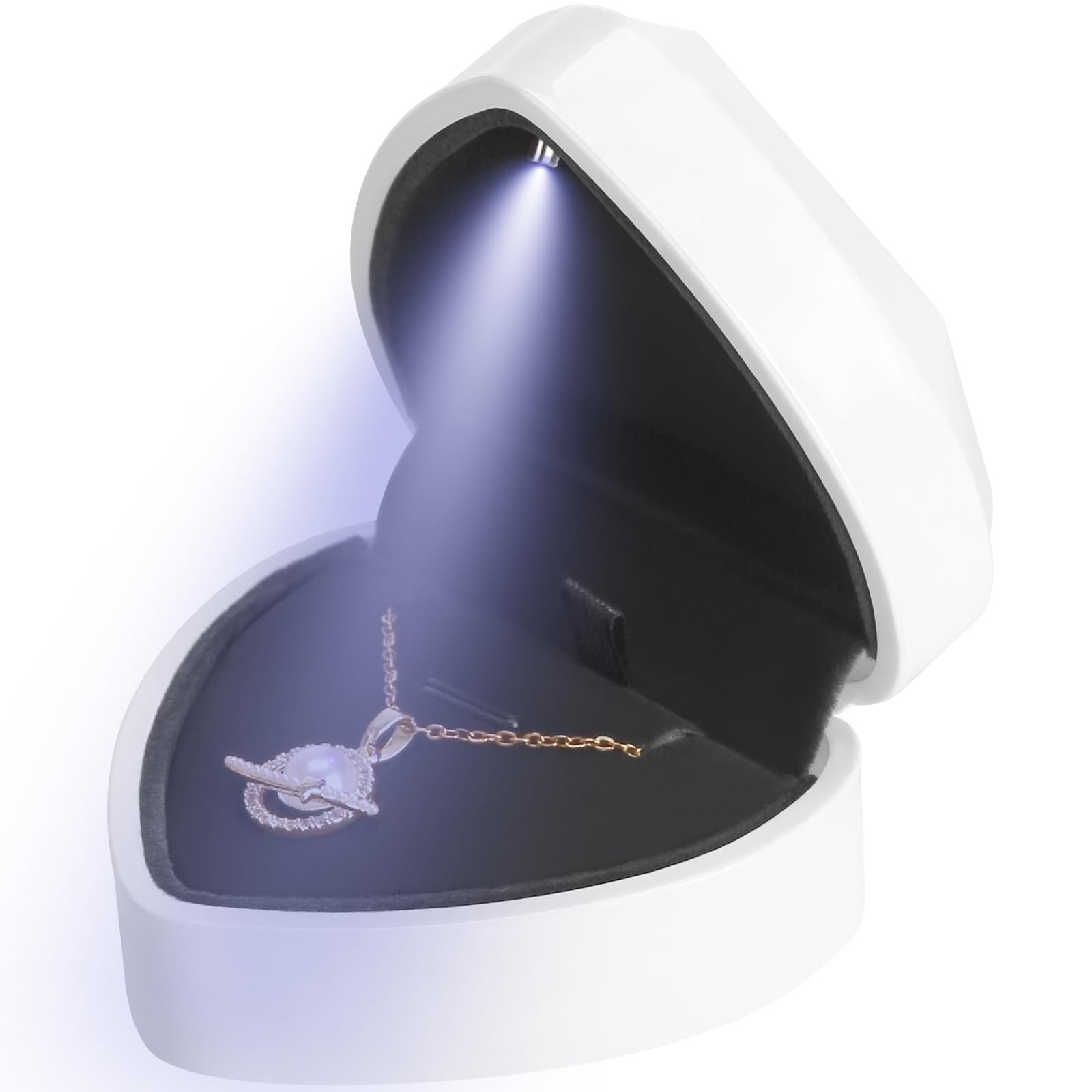 LETURE Heart Shaped LED Pendant Necklace Box Jewelry Gift Boxes for Bracelet Bracelets Small Jewelry Display with Light