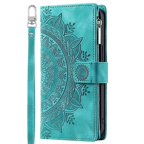 Miagon Cerniera Portafoglio Custodia per Samsung Galaxy A23 Magnetica Totem Fiore Goffratura Cover Protettiva Libro con Porta Carte Flip Caso con Cinturino da Polso