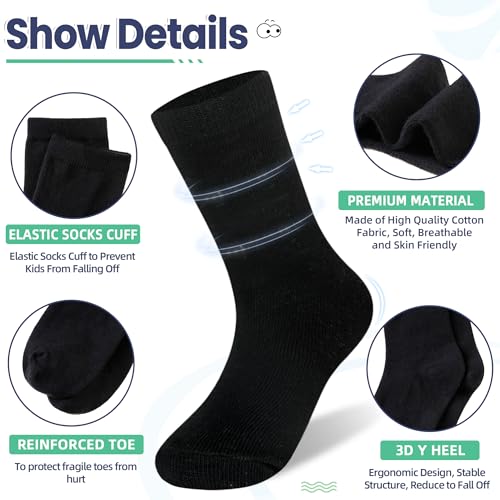 Velice Unisex Little Kids Youth Boys Girls Socks Soft Cotton Dress School Uniform Seamless Black White Crew Sock 10 Pairs3