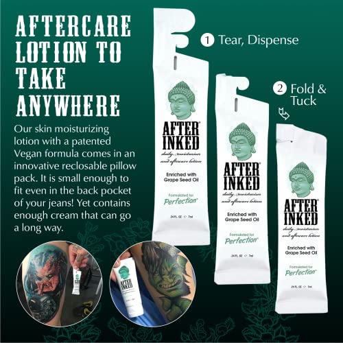 After Inked Tattoo Lotion - Tattoo Moisturizer, Tattoo Aftercare Lotion, 7Ml Tattoo Balm, Tattoo Cream, Helps Moisturize New & Existing Ink, Tattoo Lotion Aftercare W/Reclosable Pillow Pack (3-Pack) #TOP1