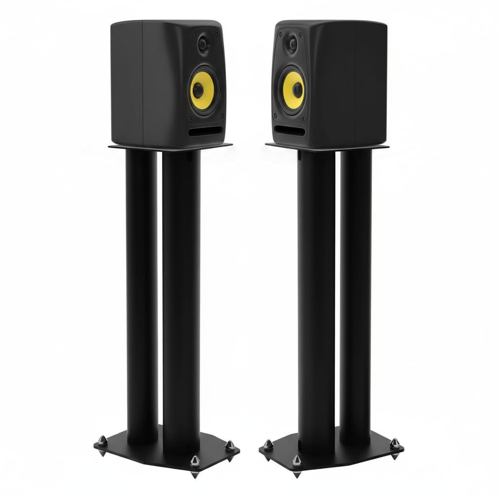 Supporto per altoparlante indipendente, in ferro moderno, nero, per soggiorno, studio, home theater, altezza regolabile