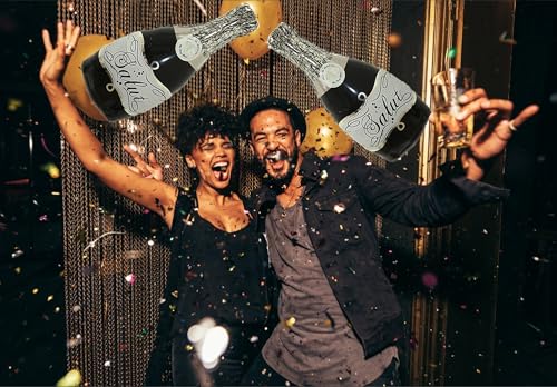 Image of Black Champagne Bottle Balloons Salut Foil Aluminum Balloon Birthday Party Supplies Baby Shower Wedding Engagement Party Decorations (Pack of 2)