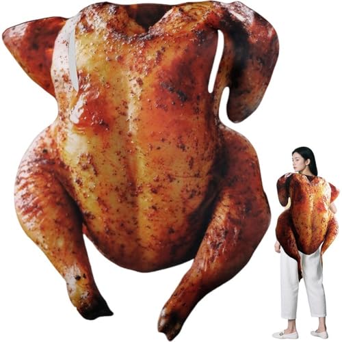 Casiler Déguisement De Poulet Rôti pour Halloween, Costume De Dinde Amusant, Tenue De Thanksgiving, Déguisement De Dinde pour Adulte, Costume De Dinde pour Carnaval Ou Fête sur Le Thème De Nourriture