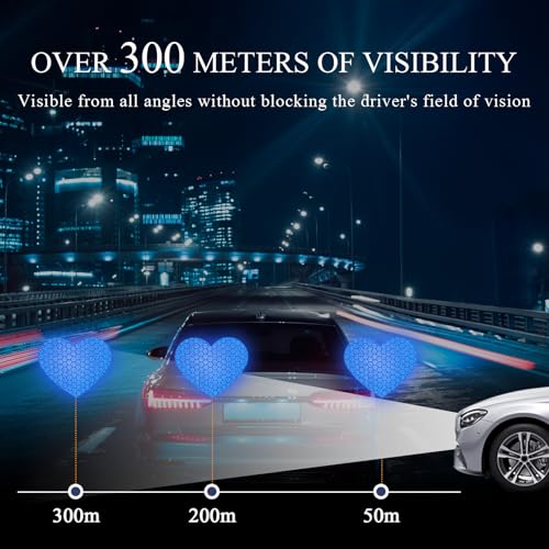 Image of 10PCS Vinyl Decal for Cars, High Intensity Reflective Sticker Night Safety Sign Bumper Decals, Waterproof Grid Vinyl Stickers Scratch Cover for Auto Window Laptop (Heart, Blue)