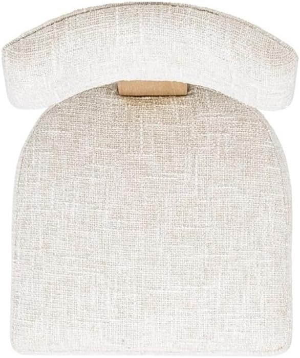 Pemberly Row 27" Split Back Beige Chenille Counter Stool Set of 2, Textured Upholstery, Solid Rubberwood Legs, Natural Finish, Mid-Height Backrest, Modern Kitchen Island or Home Bar Seating