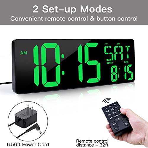 XREXS Large Digital Wall Clock with Remote Control, 16.5 Inch LED Display, Count Up & Down Timer, Adjustable Brightness, Plug-in Alarm Clock with Day/Date/Temperature for Home, Gym, Classroom - Image 3