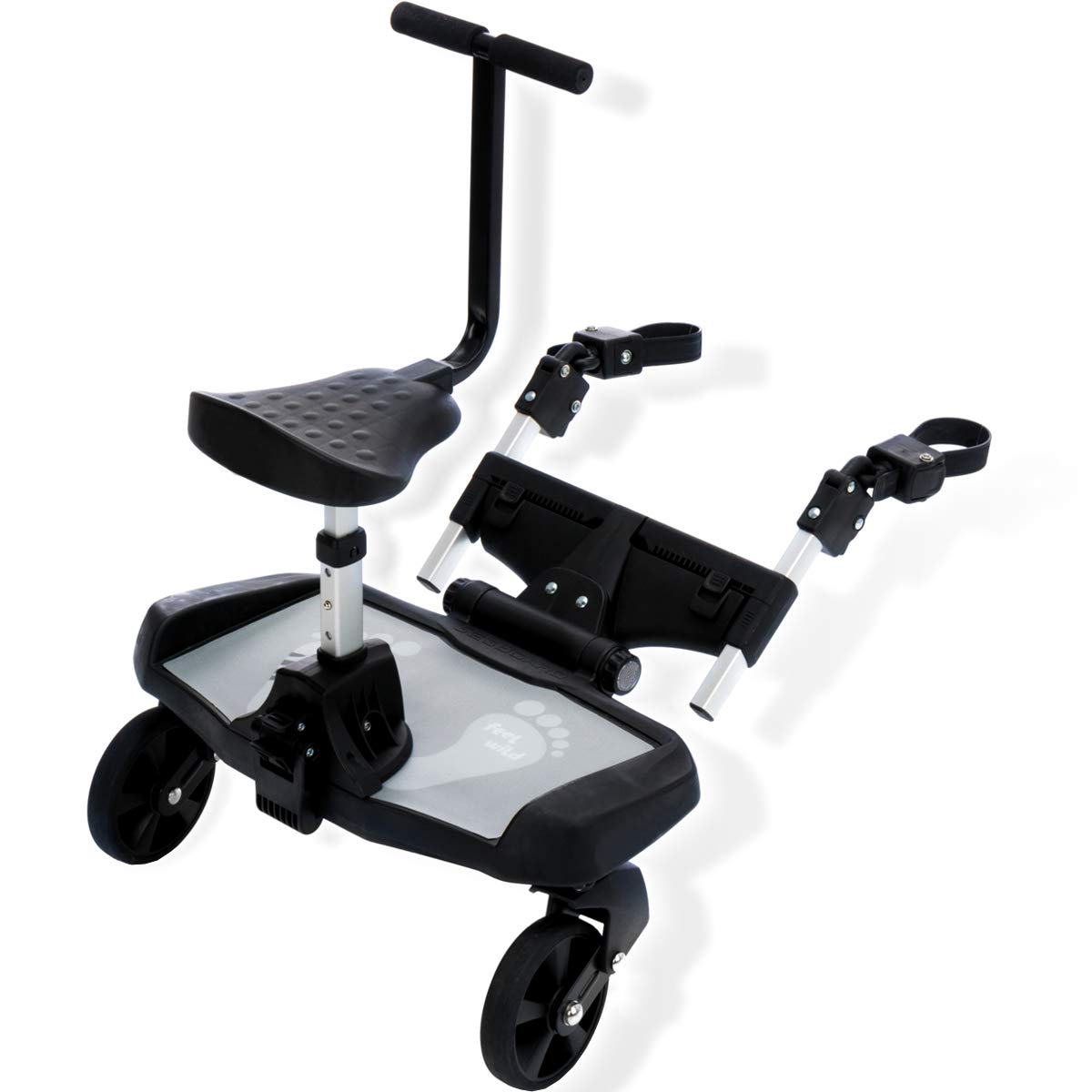 Kinderwagenboardset für Buggy Jogger mit Buggyboard, gefederten Rädern, 3-fach höhenverstellbarem Sitz, Sicherheitsgriff, schwarz
