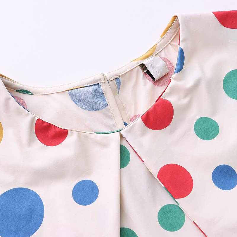 Vintage Puff Sleeve Dress Teen Girls Polka Dot Print Peter Pan Collar Empire Waist Babydoll Dress for Summer4