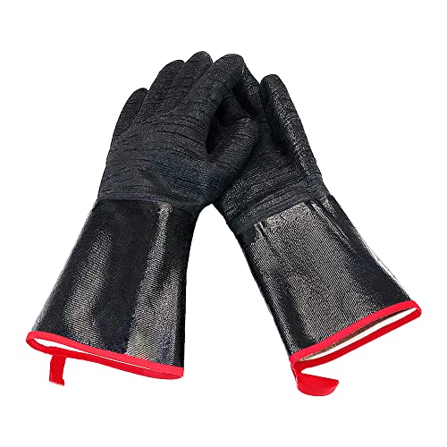 Ambuker BBQ Gloves Heat Resistant Cooking Gloves, Grill Gloves Heat Proof Barbecue Gloves BBQ Gloves for Smoker Gloves Heat Resistant Gloves for Cooking Oil Resistant Neoprene Coating (14 Inch)