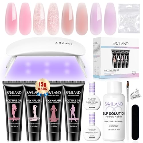 SAVILAND Hema-Free Poly Gel Nail Kit for Starter Nail Extension DIY