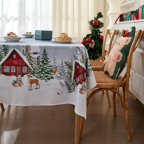 Mantel de Navidad, lavable, mantel de Navidad, mantel de Navidad, mantel de jardín, redondo, ovalado, rectangular, para interior (azul, rectangular, 100 x 140 cm)