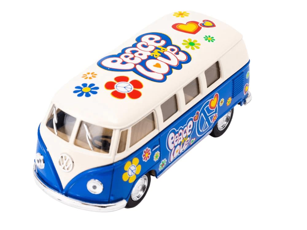 Easy Toys Model Car Compatible with Volkswagen Classic Bus. Scale Toy Van with Opening Doors. Car modeling. (1962 Blue)
