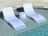 Luxury Lounger in Water Pool Chaise Lounge for Ledge 2 Chairs with Cylinder Table, White