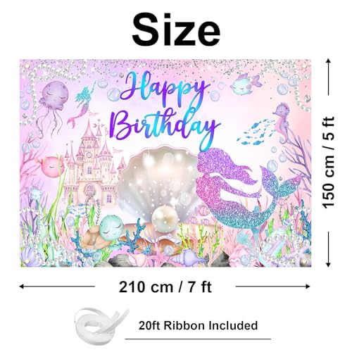 Fondo Fiesta Sirena 7x5ft Decoración Cumpleaños miniatura 2