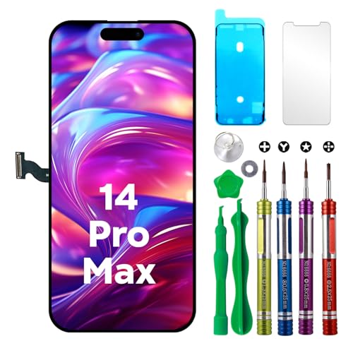 LCD Screen Replacement for iPhone 14 Pro Max 6.7 with True Tone & Face ID (A2651/A2893/A2896/A2895/A2894) Touch Screen Display Digitizer Repair Kit