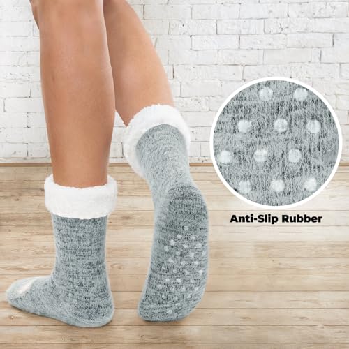 Slipper Socks for Women with Grippers Fuzzy Warm Soft Cozy Snuggle Socks,Thick Cute Cartoon Animal Plush-lined Valentines Day Gifts for Her3