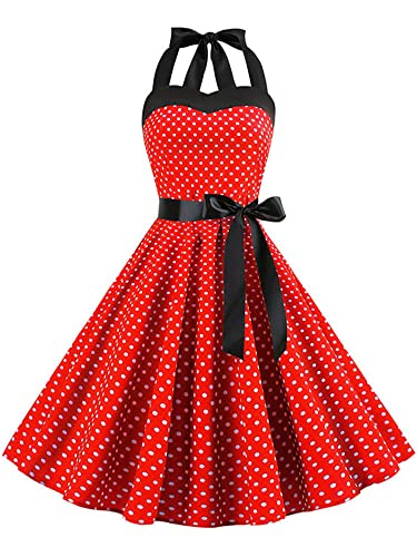 Sexy Backless Party Jurk Vrouwen Zomer Backless Retro Jurk Rock Robe, Pettiskirt Rood, XL - Image 6