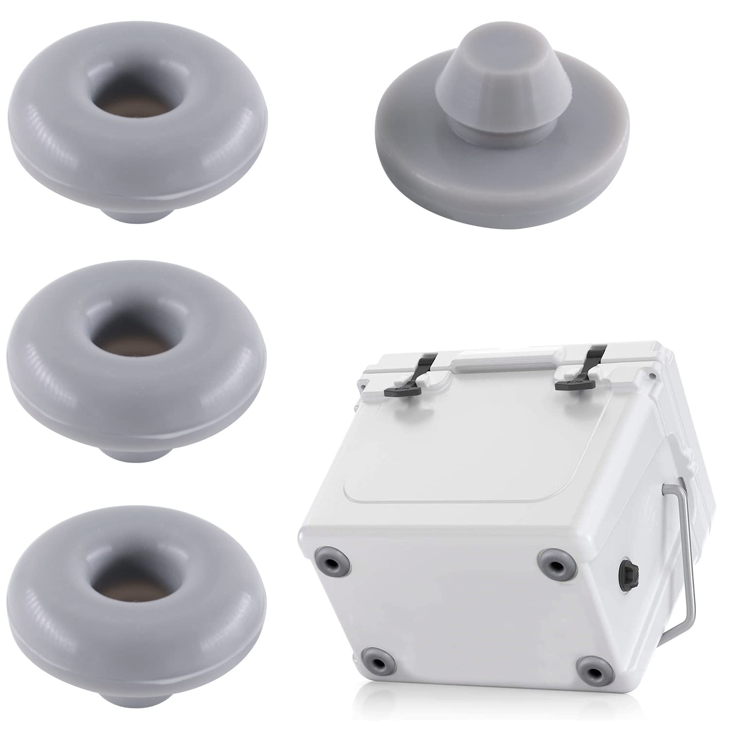 SnowTing Cooler Feet Replacement Non-Slip Rubber Feet for YETI 20qt 45qt 65qt 110qt 145qt Coolers Keep Cooler Stable Prevent Sliding Furniture Feet Floor Protectors Cooler Accessories Grey - 4 Pack