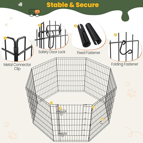 Image of Yaheetech 34 inch H 8-Panel Foldable Metal Dog Playpen Indoor Outdoor w /Door