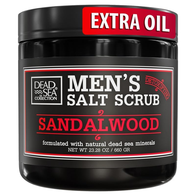 Salt Body Scrub Sandalwood For Men – Moisturizes, Exfoliates & Nourishes Skin – Cleanses &...
