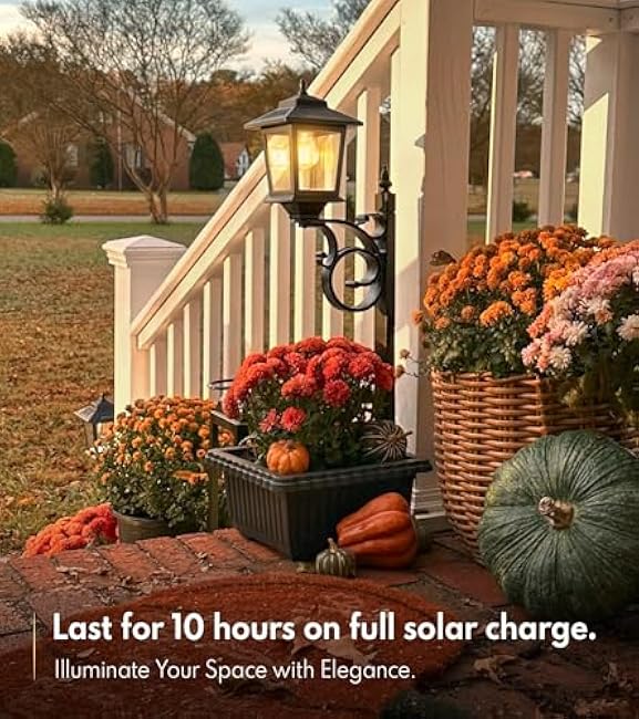 2 in 1 Outdoor Flower Pots for Real or Fake Flowers, Solar Lamp Post Lights - Wall Mount or Freestanding, Waterproof Decorative Lamp for Lawn, Patio, Front/Back Door