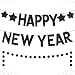 Happy New Year Banner Real Black Glitter - No DIY, Black Circle Garland | New Years Eve Party Banner Sign | New Years Eve Party Supplies 2020 | Happy New Year Party Decorations 2020 | NYE Decorations