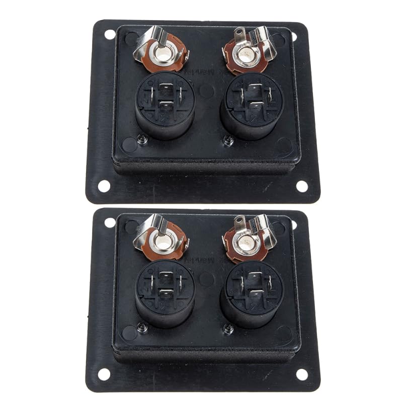 IWOWHERO Square Speaker Terminal Plate 2-Way Binding Post Connector with Spring-Loaded Terminals for Subwoofer and Stage Speaker Rear Wiring Easy Install with Double Mount Holes 3.81X3.34In