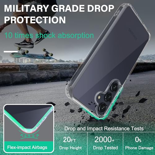 Image of ONES for Samsung Galaxy S25 / S24 Slim Case Clear, [PC + TPU Hybrid][Military-Grade Drop Protection][Anti-Yellowing], Shockproof Silicone Hard Cover, Transparent