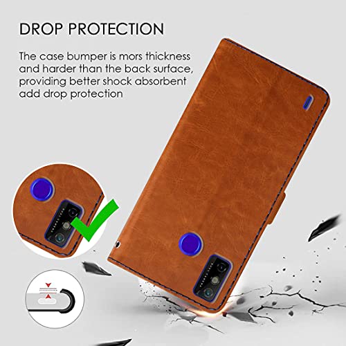 Image of Flip Cover Back Case for Tecno Spark Go (2020) | Premium Leather Finish | Inbuilt Pockets & Stand | Flip Cover Back Case for Tecno Spark Go (2020) (CamelBlue)