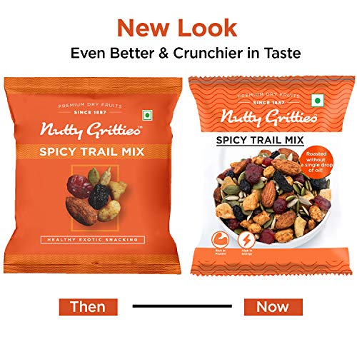 Image of Nutty Gritties Spicy Trail Mix 120g (Pack of 5 x 24g) | Crunchy, Tasty, Dry Roasted | Zero Oil | Healthy On-the-Go Snack | Resealable Pouch