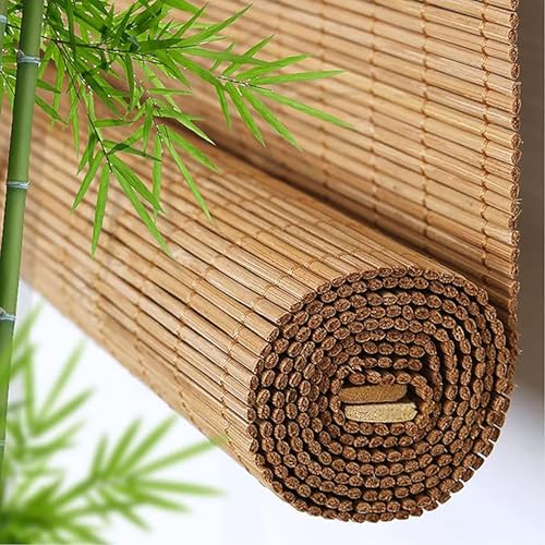60x100cm Store Enrouleur Bambou Naturel,Stores À Rouleaux Romains Rétro,Rideaux Occultant Tissés À La Main Store Pare-Soleil Protection Solaire Intimité Écran...