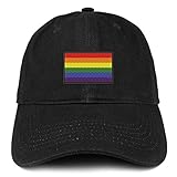 Trendy Apparel Shop Gay Pride Rainbow Flag Embroidered Cotton Dad Hat - Black