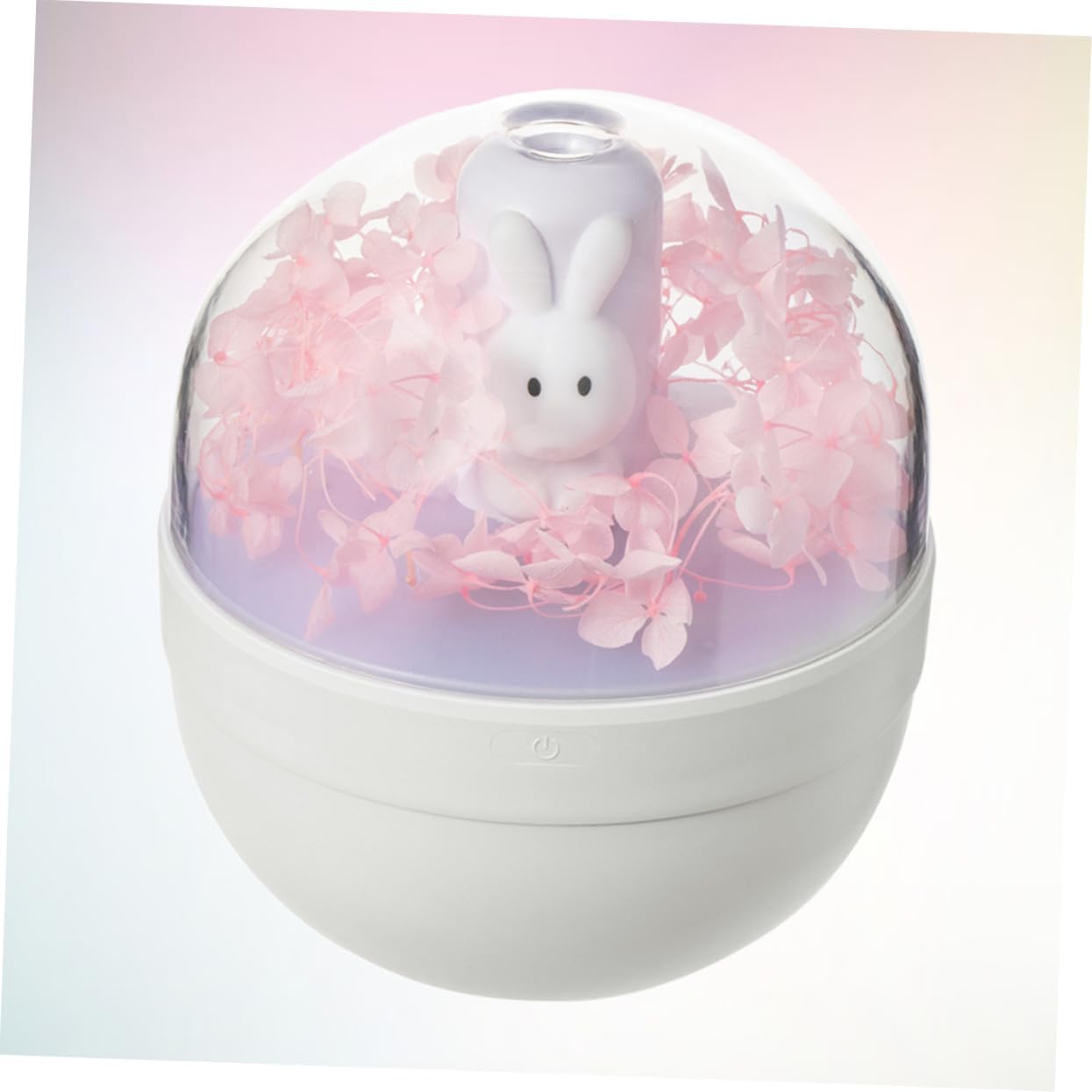 DOITOOL Preserved Flower Rabbit Humidifier for Bedroom Small Room Diffuser Rechargeable 220ml Low Noise Led Night Light Ideal for Office