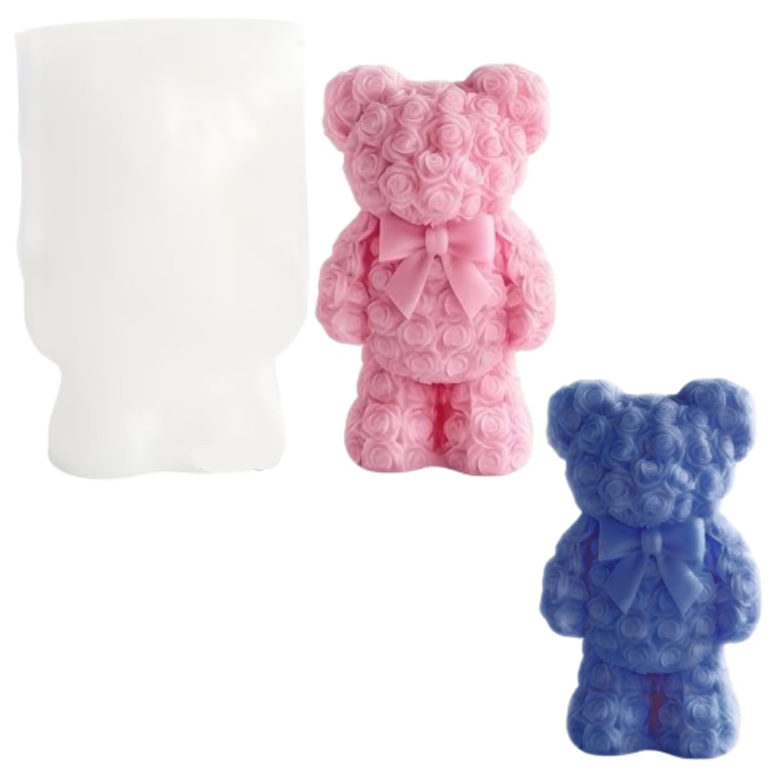 Bowtie Rose Standing Teddy Bear Candle Mold - 3D Teddy Bear Silicone Mold for DIY Handmade Soaps, Epoxy Resin Crafts, Birthday Gifts, Valentine's Day Gifts & Home Decor Reusable Molds (PACK OF 1)-image-17
