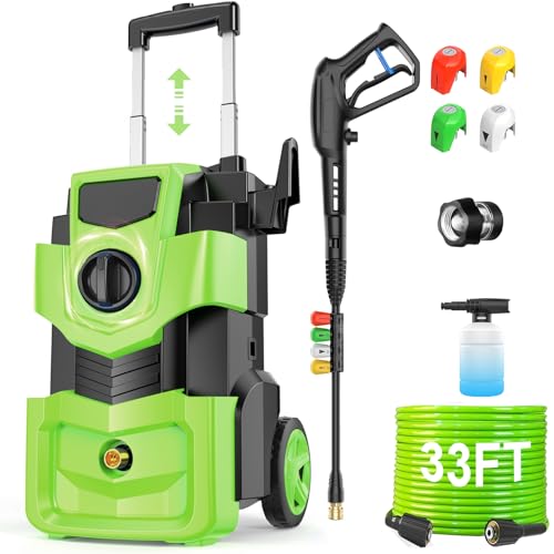 Commowner Pressure Washer 5000PSI Adjustable Pressure Power Washers Powered with 33ft Hose, 4 Nozzle and Foam Cannon, Powerwashers Cleaner Machine for Home,...