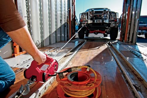 WARN 885000 PullzAll Corded 120V AC Portable Electric Winch with Steel Cable: 1/2 Ton (1,000 Lb) Pulling Capacity , Red