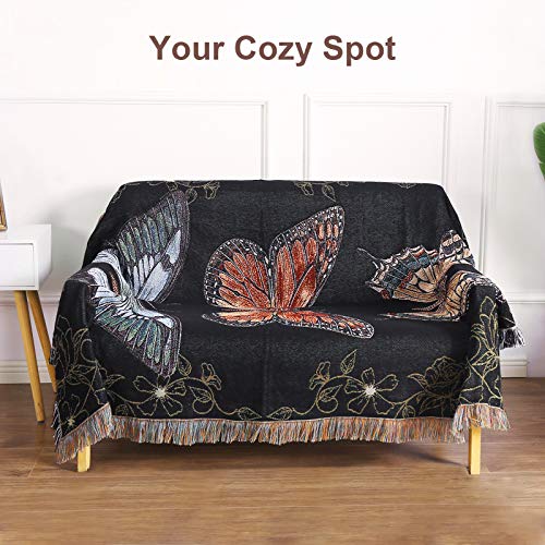Yuntu Butterfly Throw Blanket Big Woven Butterfly Blankets Cover For Couch Chair Furniture 50X70 Inches Butterfly Gifts For Women #TOP3